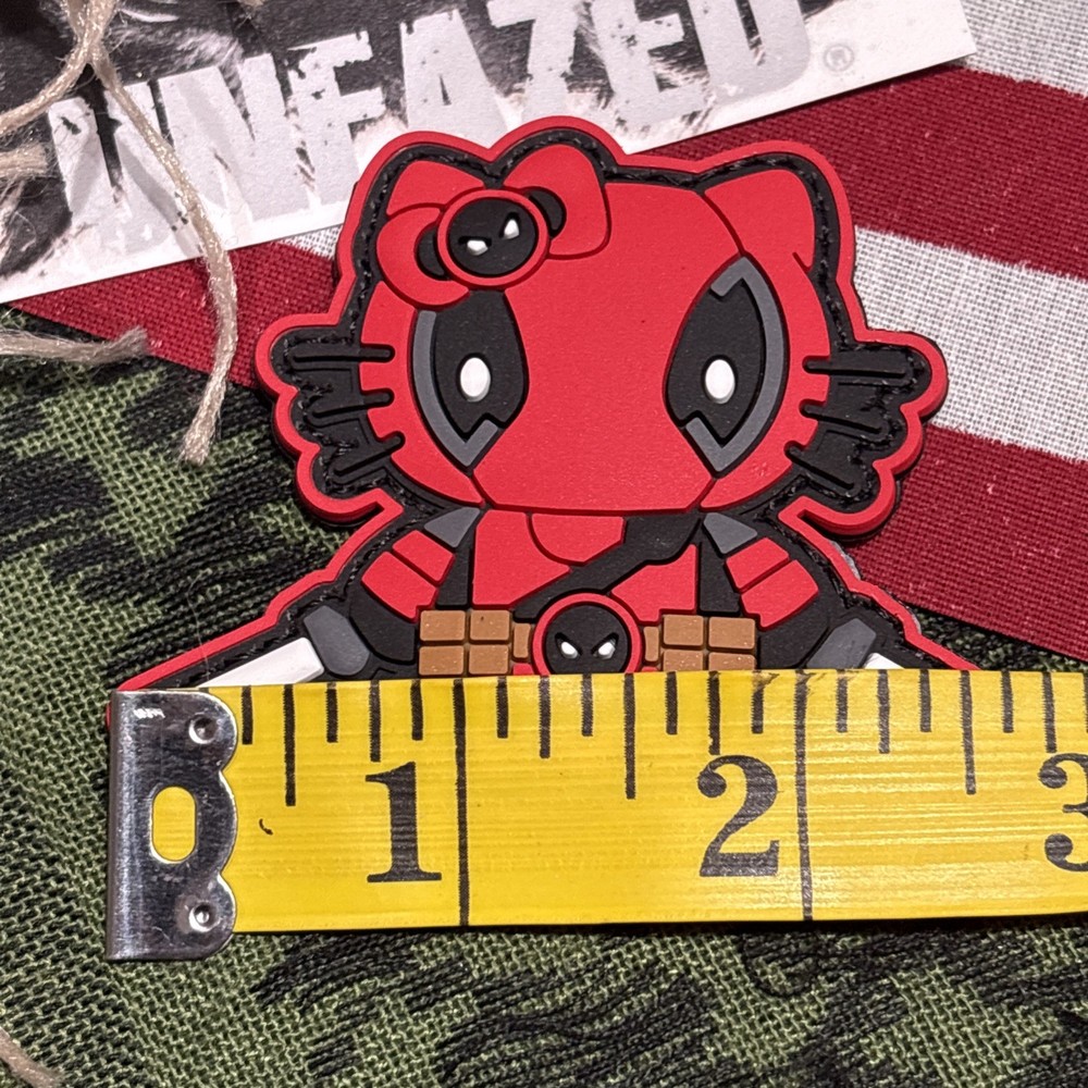 PvC 3D Hello Kitty Style Deadpool Hook And Loop Patch High Quality 3d