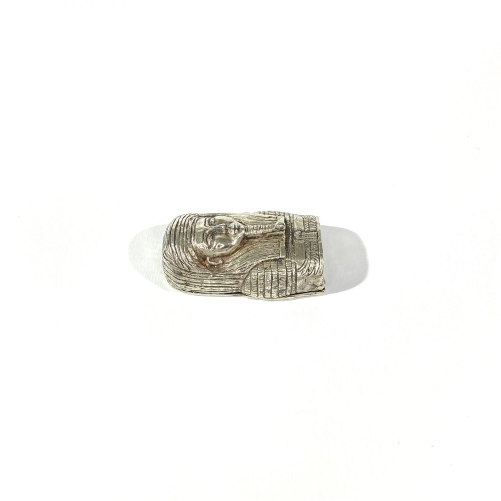 Vintage Heavy Solid Silver Sarcophagus shape Pill Box