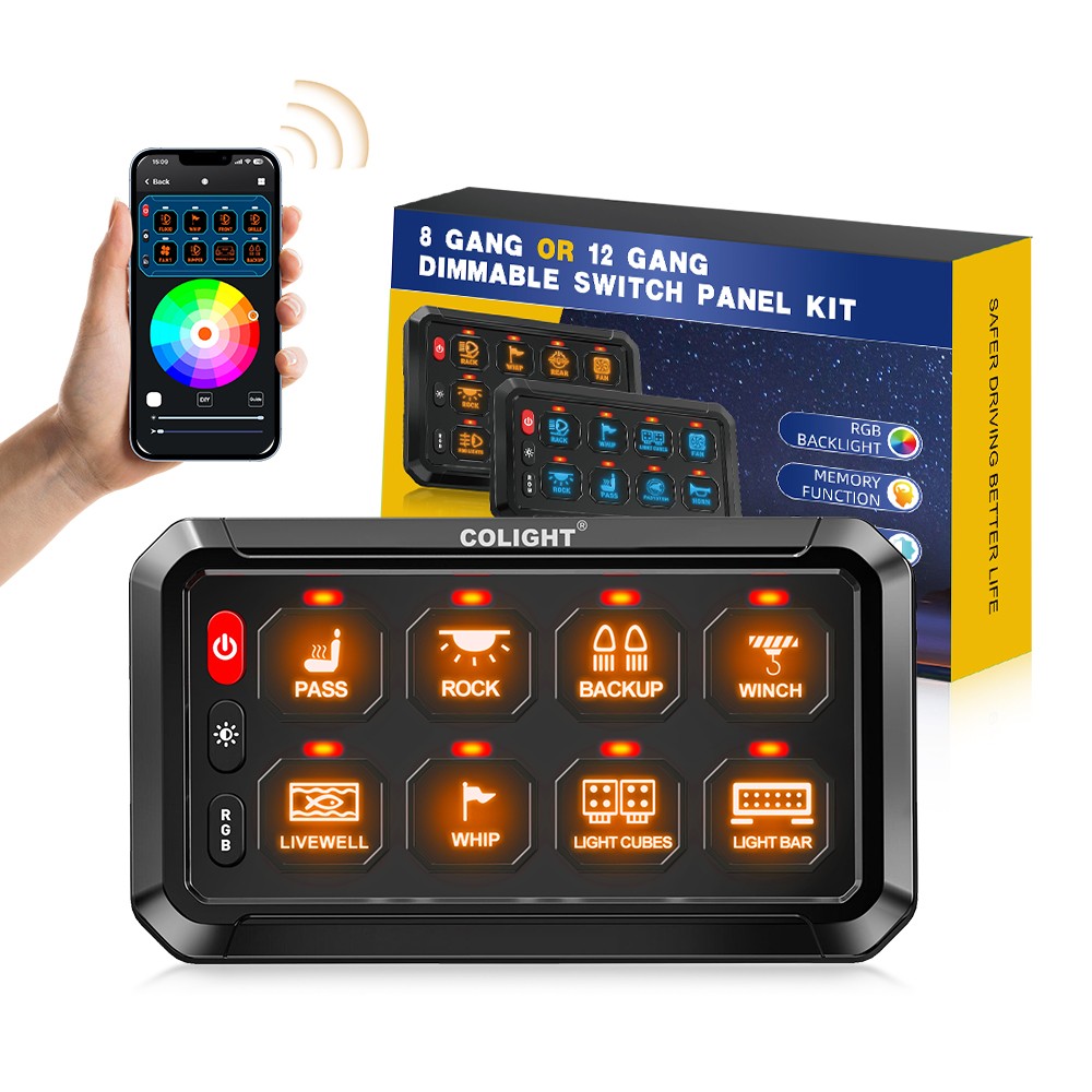 Colight 6/8/12 Gang RGB Wireless Switch Panel LED Light Circuit Relay System
