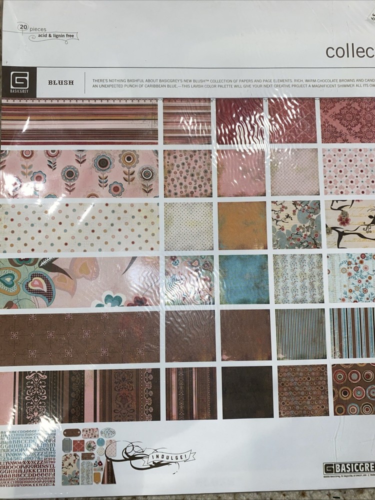 Basic Grey Blush Collection Pack 20 Piece Includes Stickers And Tags ! New