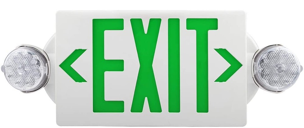 2 Pack LED Exit Sign Emergency Light–Hi Output Compact Combo UL listed (Green)