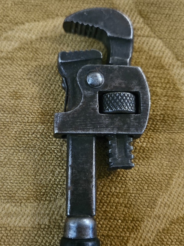Vintage Adjustable Pipe Monkey Wrench Wood Handle