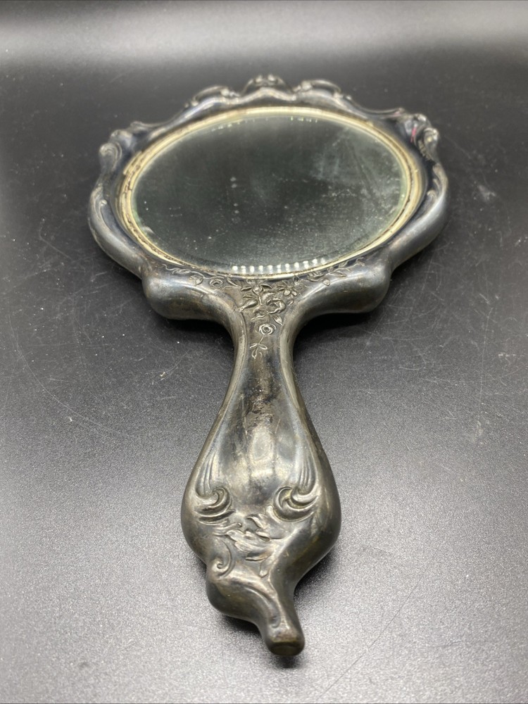 Victorian Silverplate Repousse Cherub Frame Vanity Mirror
