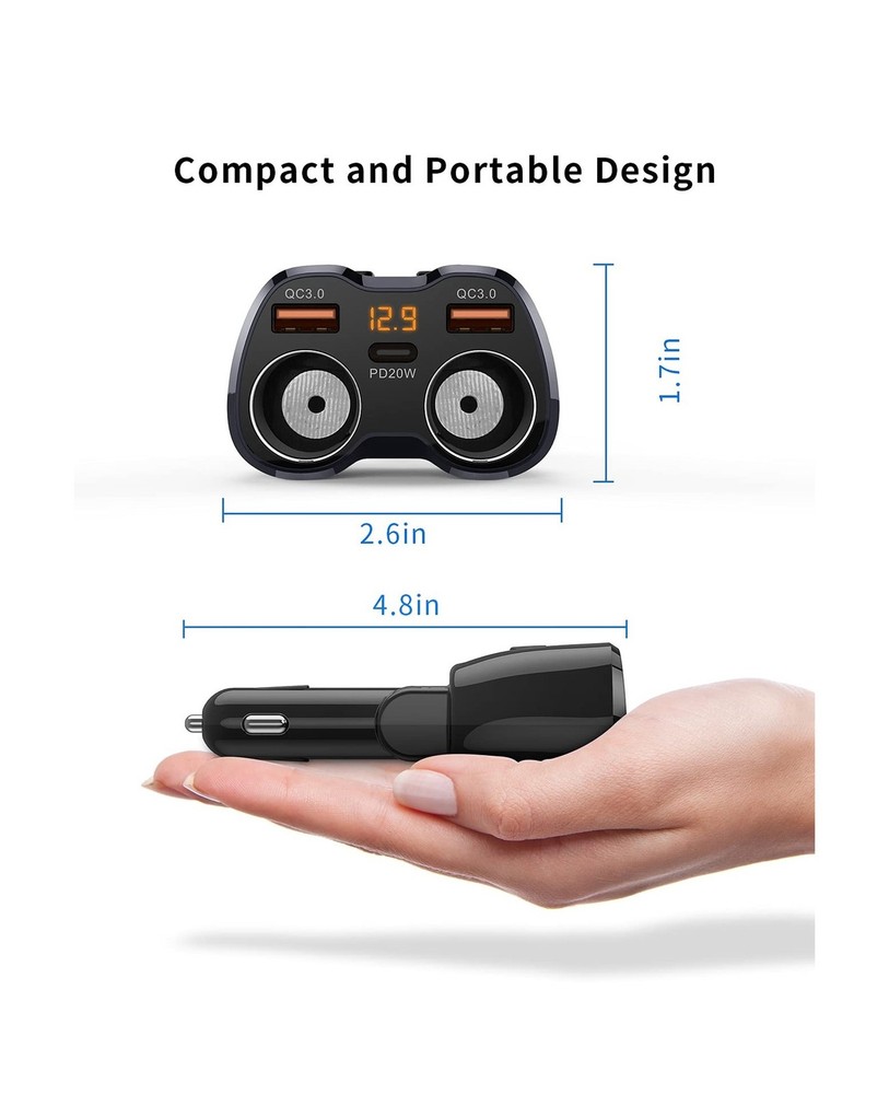[2026 Upgraded] Cigarette Lighter Splitter, SUPERONE 180W 2-Socket Cigarette ...