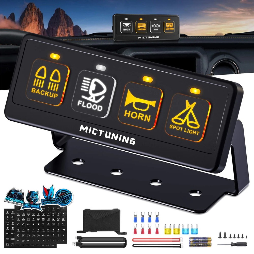 4 Gang Wireless Switch Panel Remote Control Offroad LED Light Bar Switch Panel