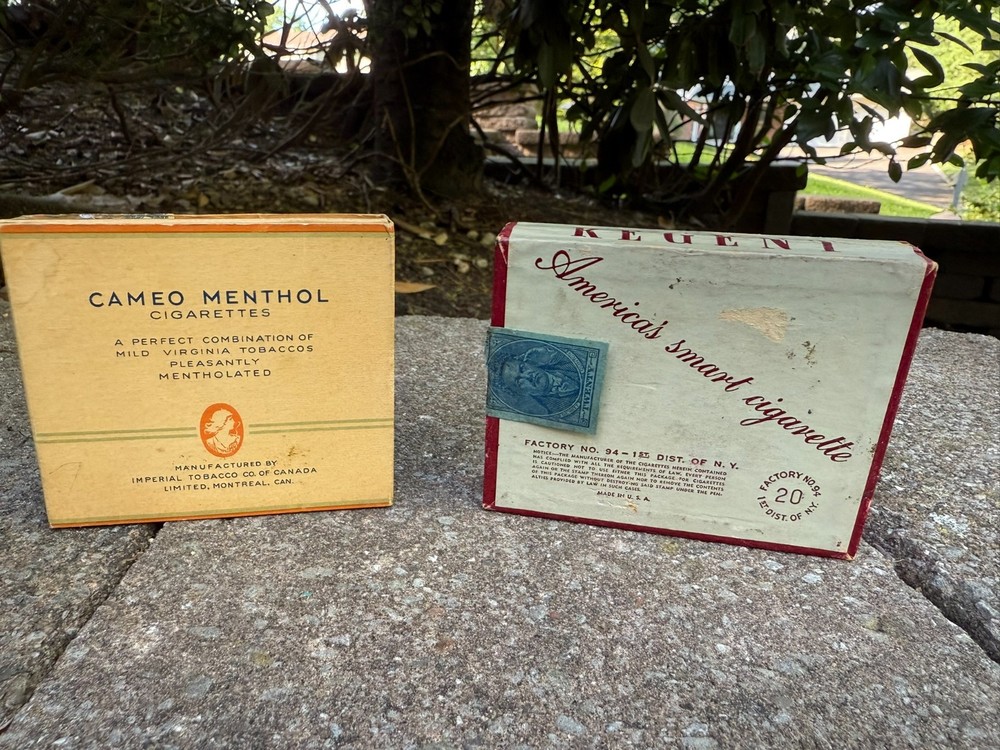 Vintage Cameo Menthol & Regent Empty Cigarette Boxes...2 Items