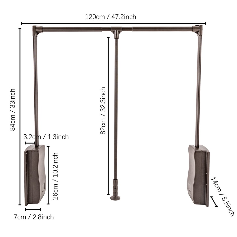 35-47 " Adjustable Closet Rod Closet-Mounted Simple Pull Down Hanger Shelf