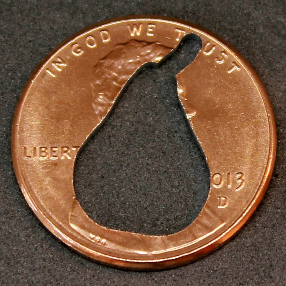 Lucky penny with pear cut out