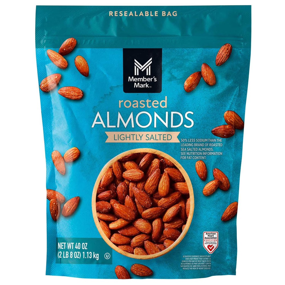 Member's Mark Lightly Salted Roasted Almonds, 40 Ounce