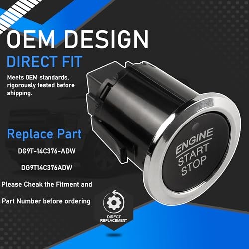 Ignition Starter Switch Start Stop Push Button Assembly Compatible with 2015