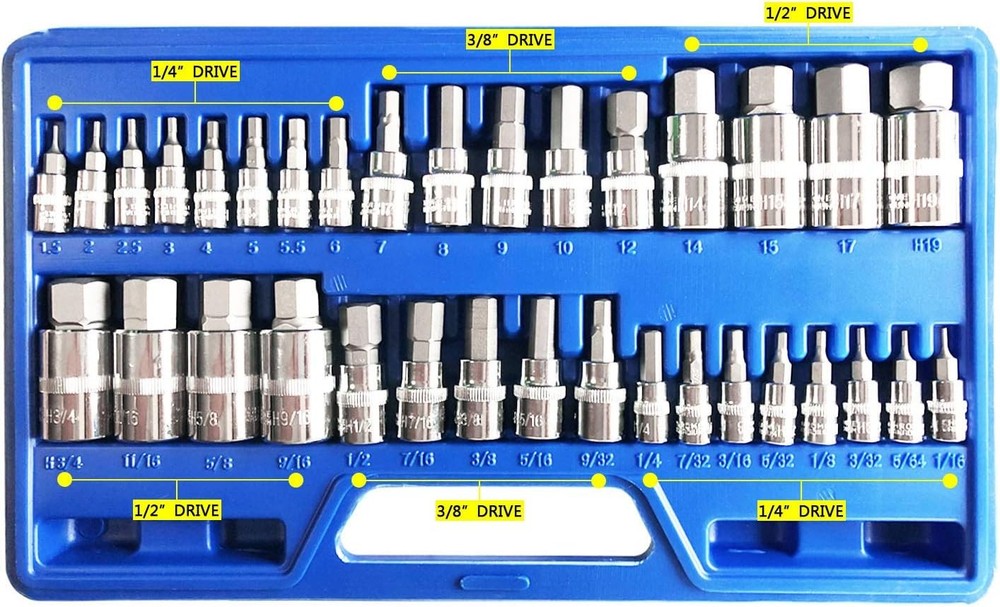 Master Hex Bit Socket Set Allen Wrench Bit Kit Hex Key for Ratchet Socket Tool