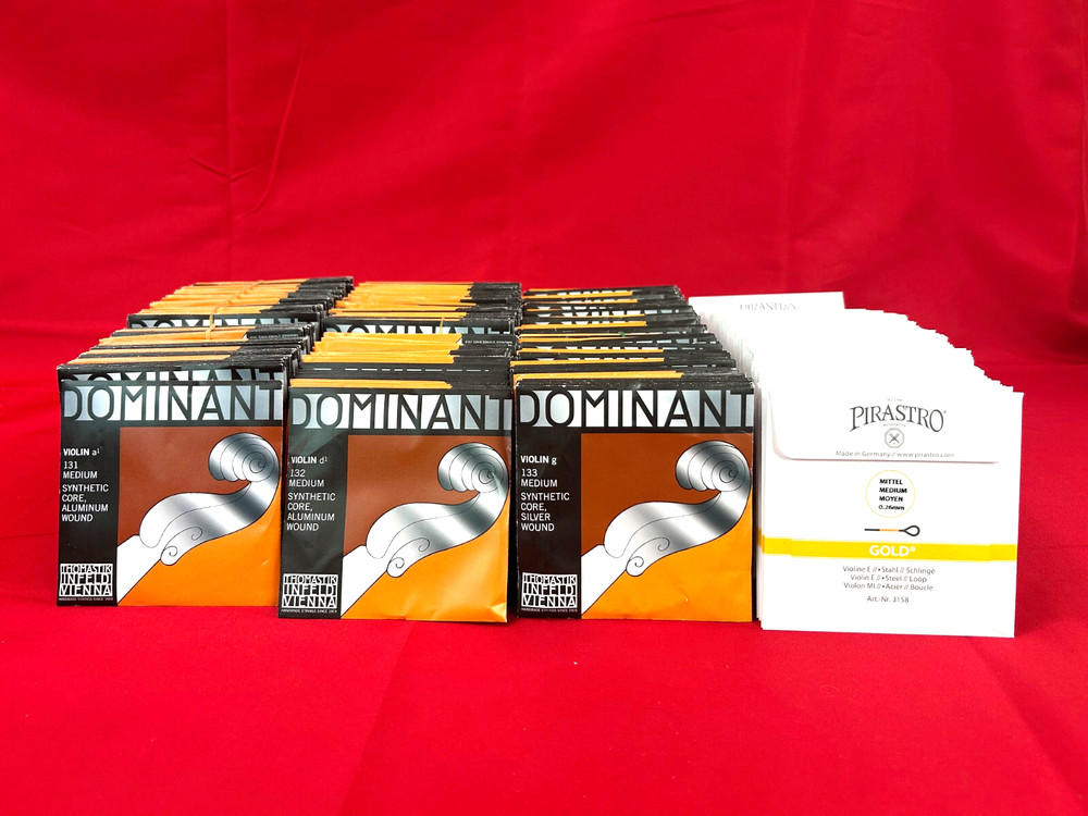 100% Authentic Dominant Violin String set with Gold label E LOOP  End 4/4 size