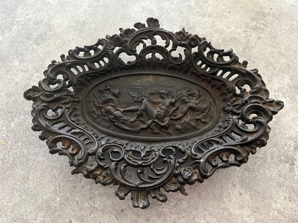 Ornate Cast Iron Art Footed Tray