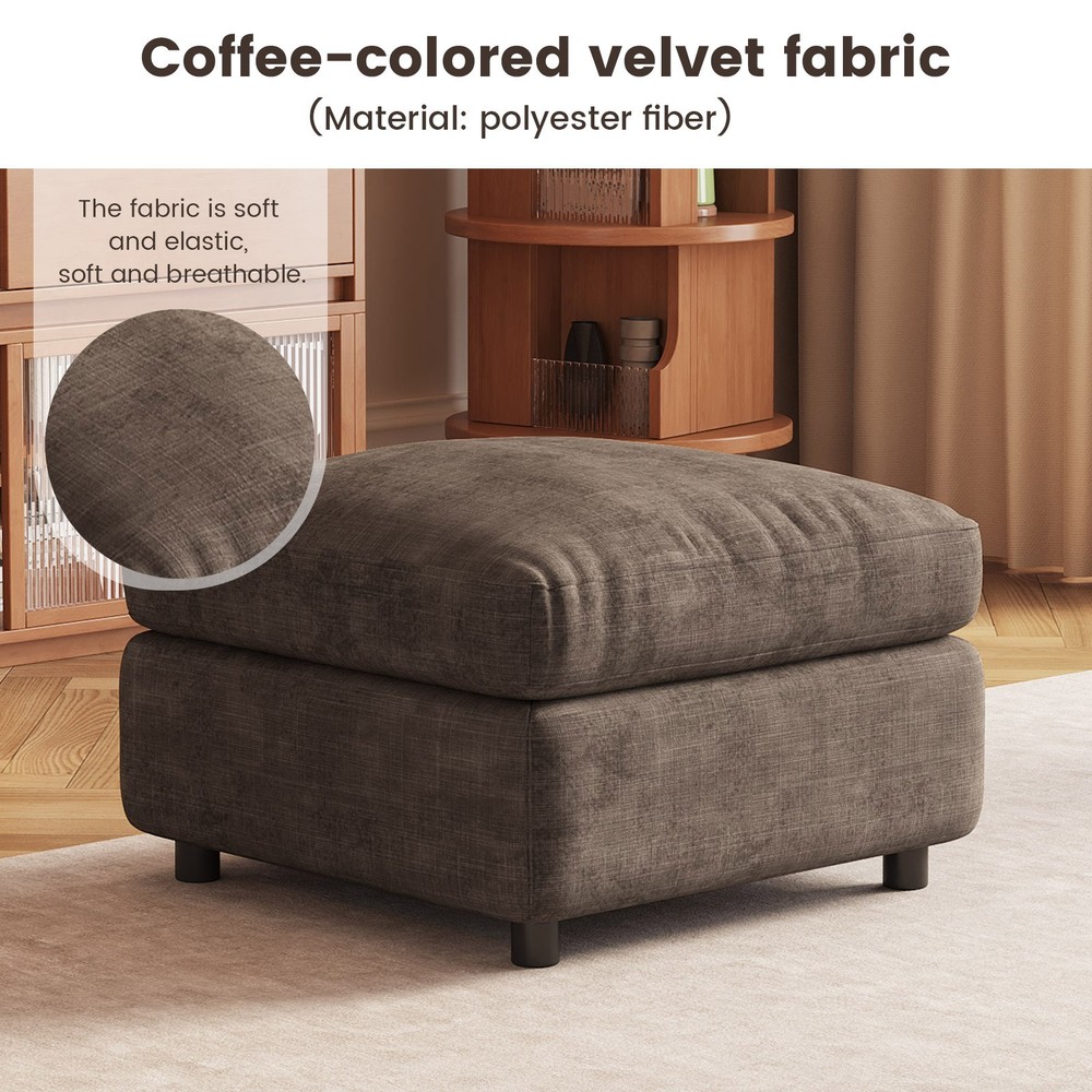 Modern Brown Ottoman for Sectional Sofa Comfy Upholstered Ottoman with Storage