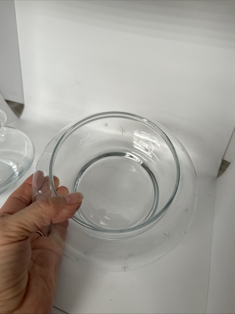 9” Clear Glass Apothecary Jar with starburst pattern etching