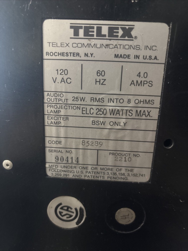 TELEX 2210 INSTALOAD XL MODEL 2210 FILM PROJECTOR