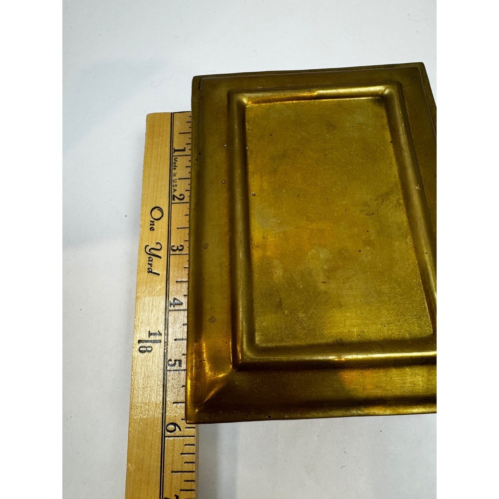 Vintage Solid Brass Hinged Decorative Box Rectangular Keepsake Trinket Chest