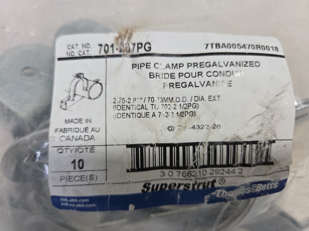 Thomas & Betts Pipe Clamp 701-287PG Pack of 10