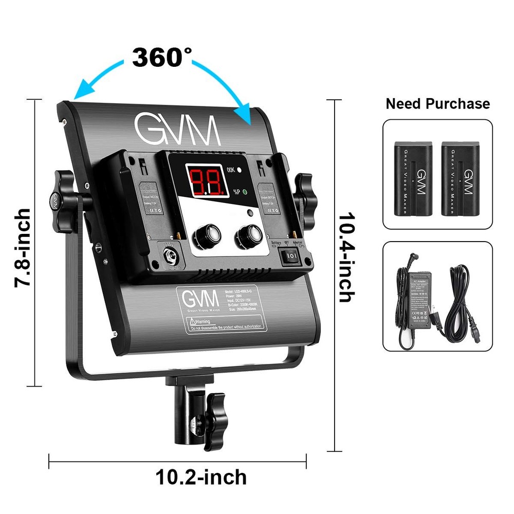 GVM Led Bi-Color Video Lights with APP Function, Variable CCT 2300K-6800K and