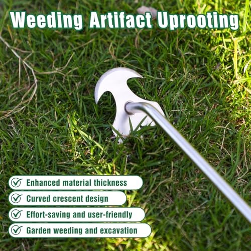 Hand Weeder Tool, Stainless Steel Handle Manual Weeder Weed Puller Tool 40mm