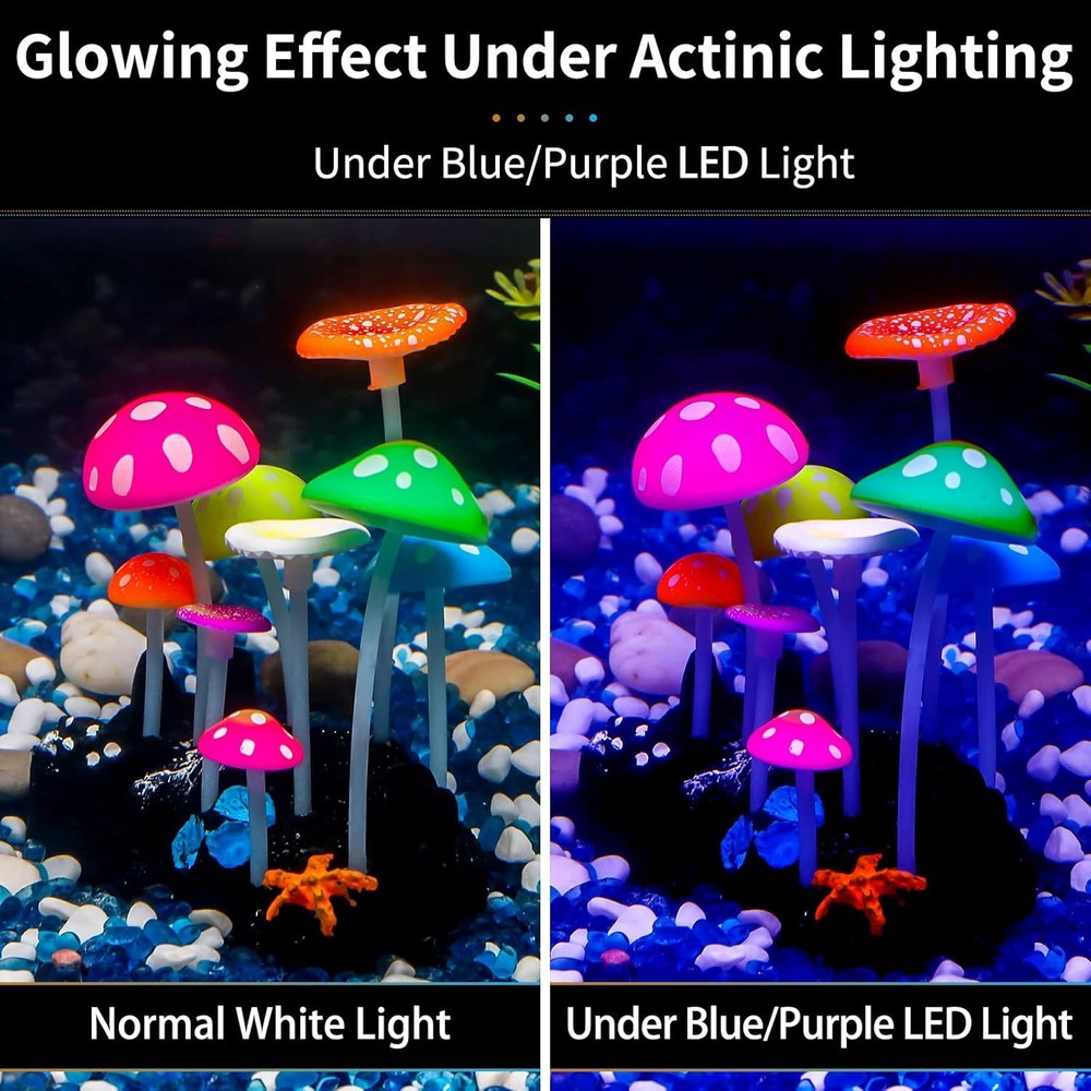 Glowing artificial mushroom aquarium decoration
