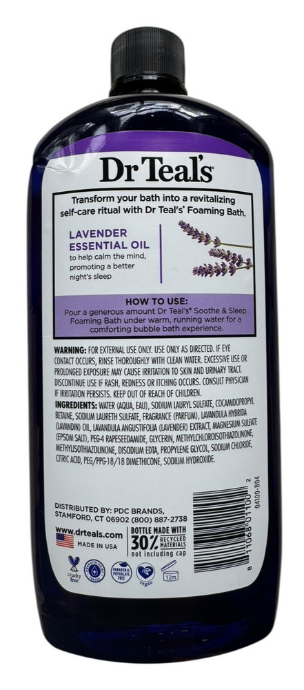 Dr Teal's Foaming Bath with Pure Epsom Salt - Soothe & Sleep Lavender - 34 oz