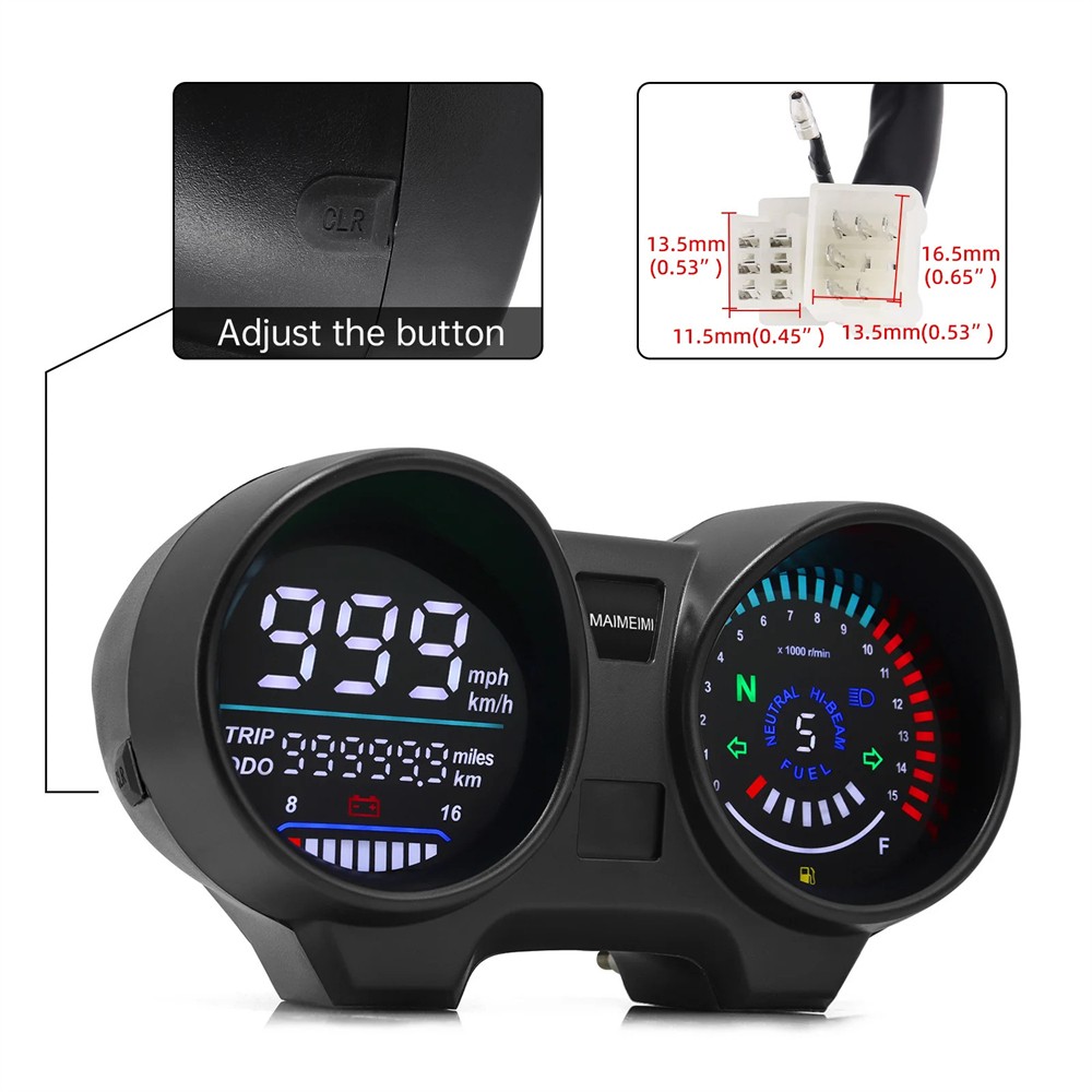 For Motorcycle LCD Speedometer TachometerIndicator Universal Digital Meter Board