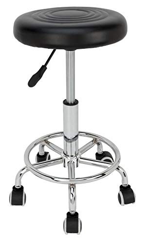 Performance Tool W85027 Adjustable Pneumatic Rolling Bar Stool Black