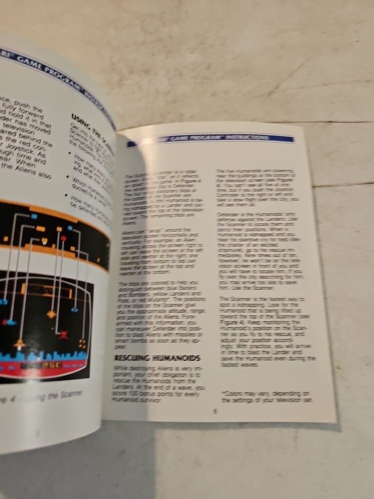 Defender Atari Video Game Program Instructions Insert Vintage 1982