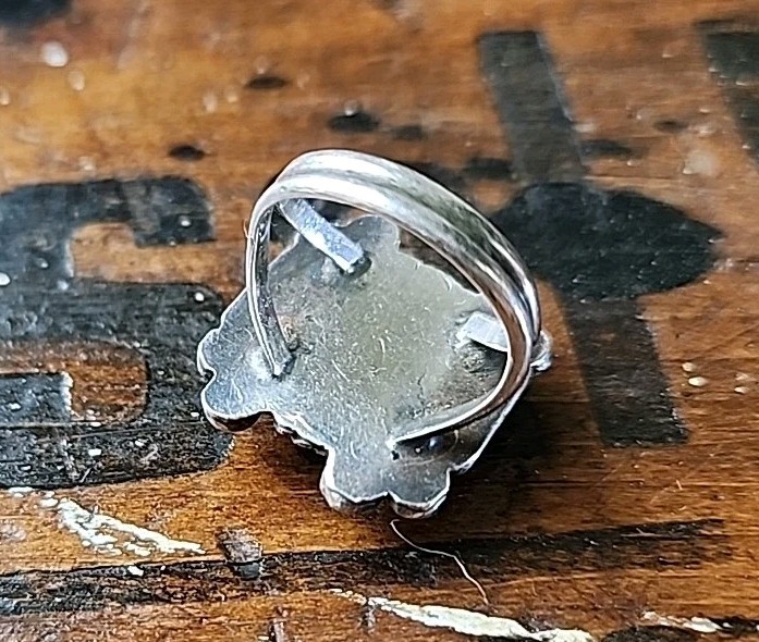 Artist Made Turquoise Square Silver Ring: DP