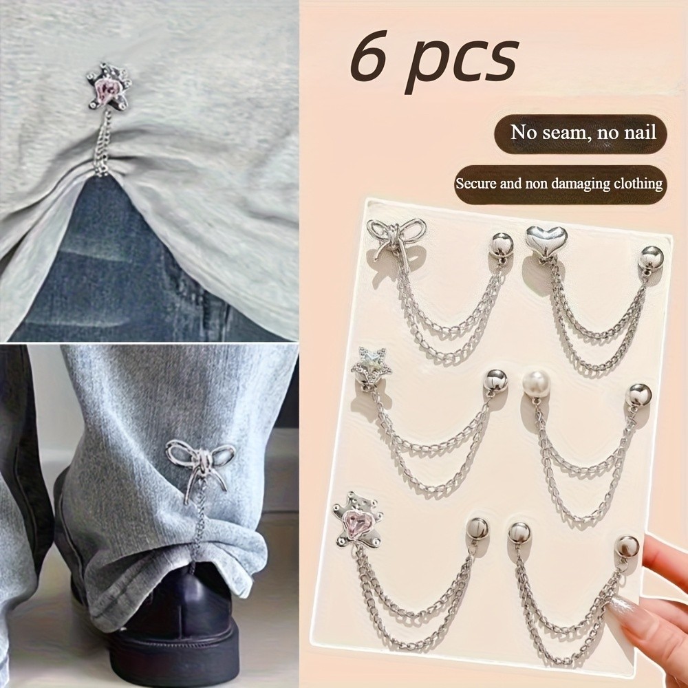 Multi-Functional User Friendly Sturdy 6 Women's No-Sew Adjustable Pant Hem Clips