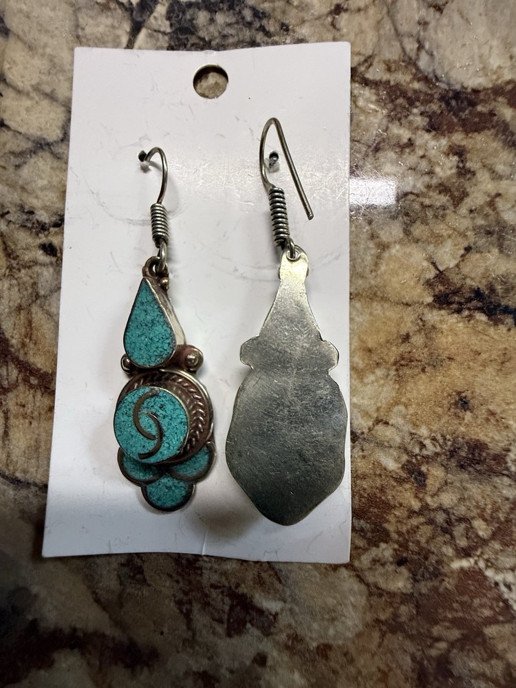 Tibetan silver and turquoise dangle earrings