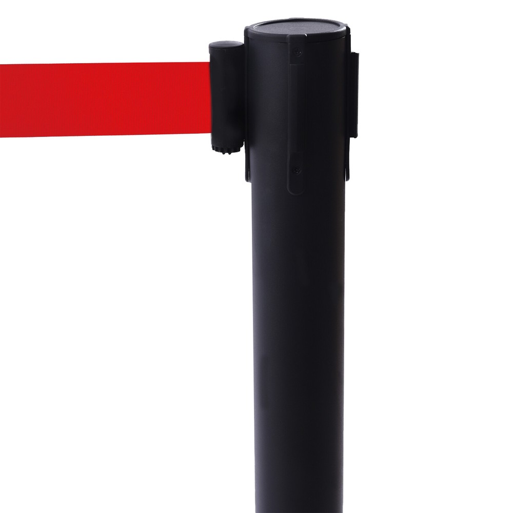 6PCS Black Stanchion Posts Queue Pole Retractable Belts Crowd Control Barrier US