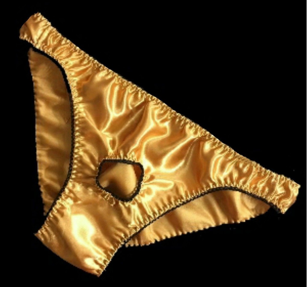 MENS Open Front Satin Sissy Bikini Panties