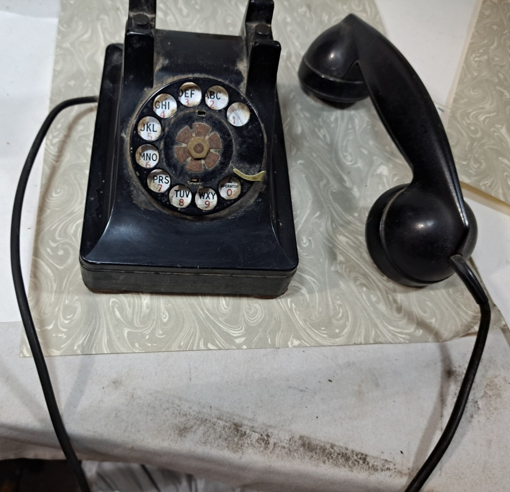 Black Rotary Phone - Hardwired - Bell Systems As Is Untested