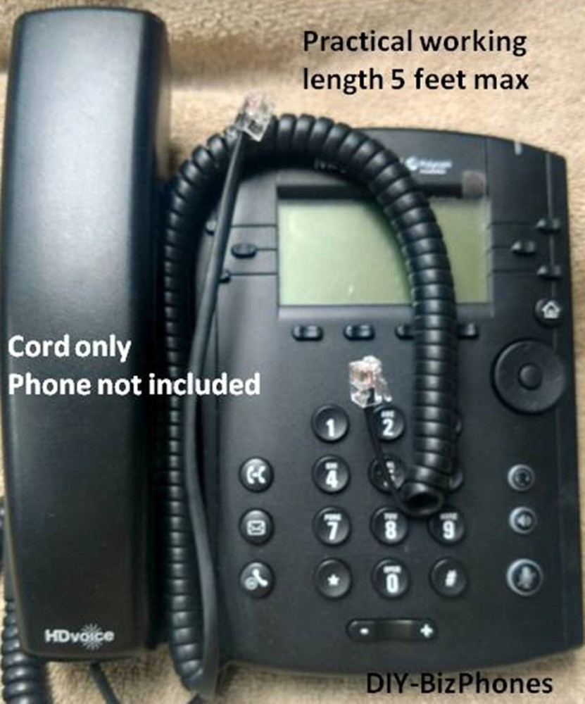2-Pack Flat Black 9Ft Polycom Phone Handset Cord VVX IP Series VoIP Curly