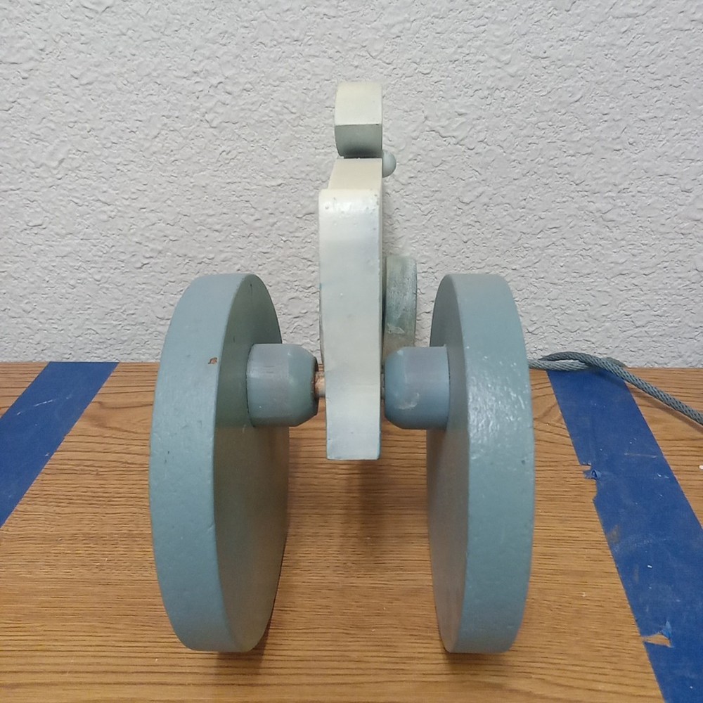 Bunny Rabbit Wooden Pull Toy Vintage Blue & White Easter Run Hand Painted