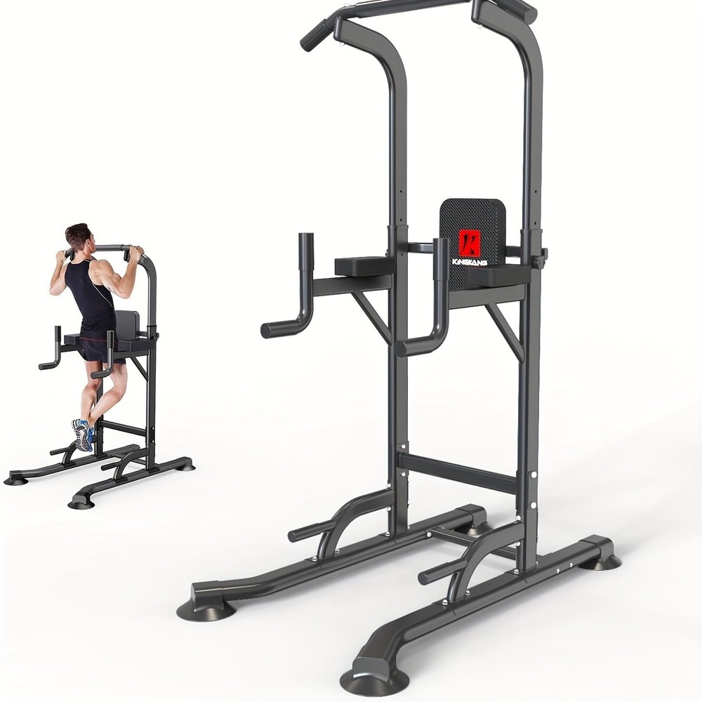 Power Tower Dip Station, Pull Up Bar, Adjustable Height, 660LBS Load, Home Gym
