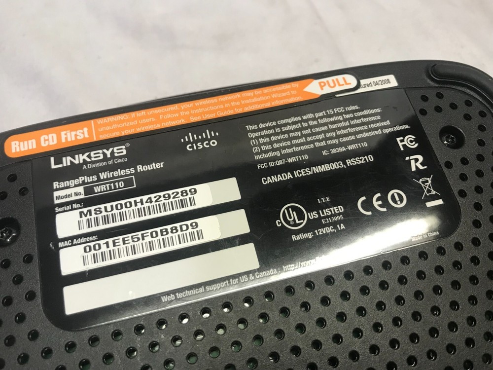 Linksys WRT110 RangePlus Wireless Router works on Comcast/Spectrum