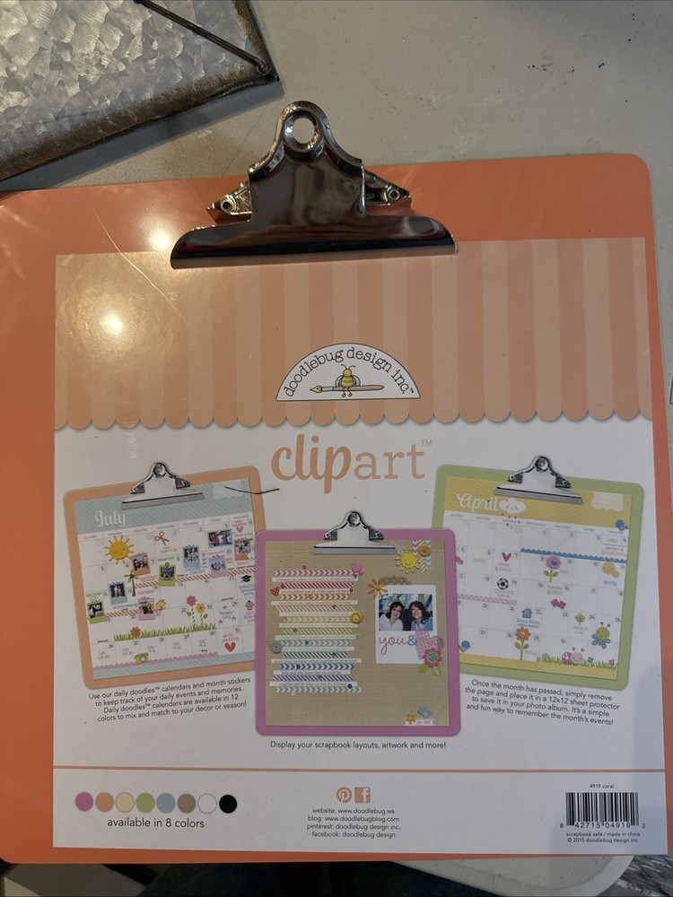 Doodlebug Clip Board 12” X 12” Coral