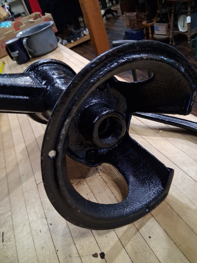 Cast Iron Hand Water Pump With Base, Refinished Black