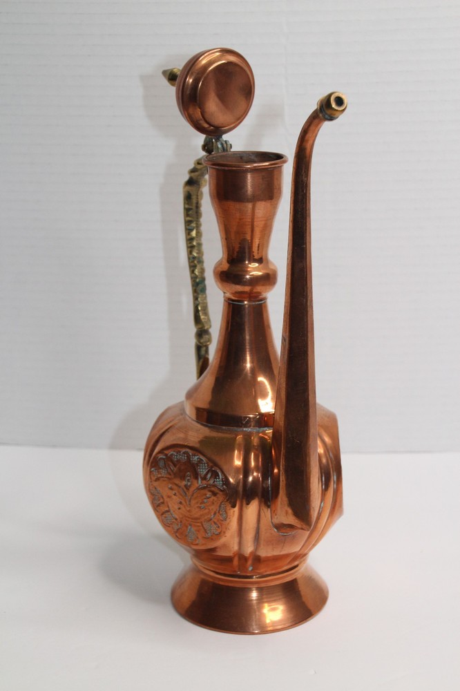 Antique Vintage Middle Eastern Copper & Brass Pitcher Ewer 13"