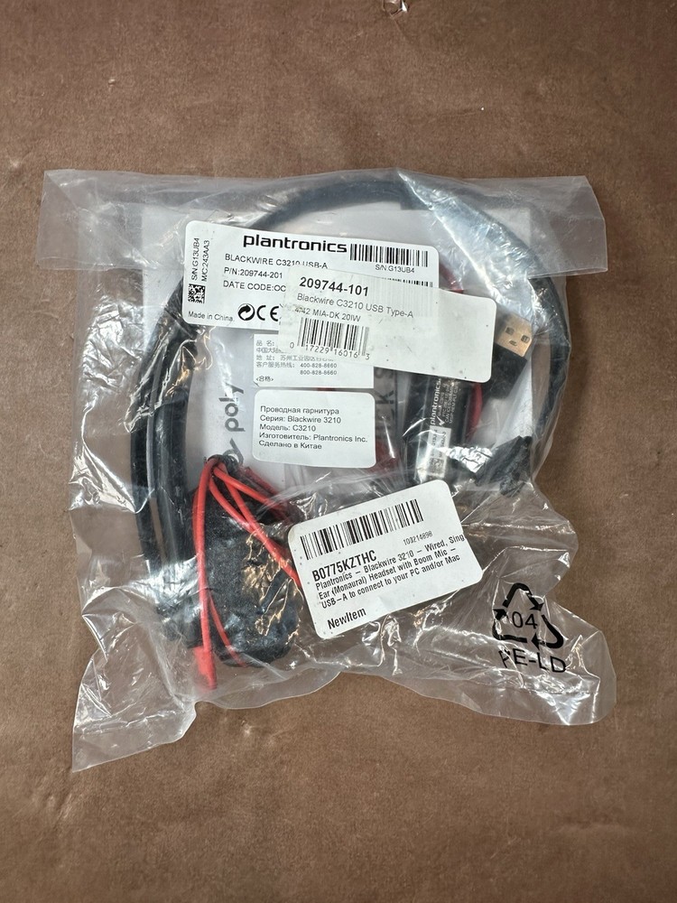 Plantronics Poly Blackwire 3210 Mono USB-C Ships Fast!