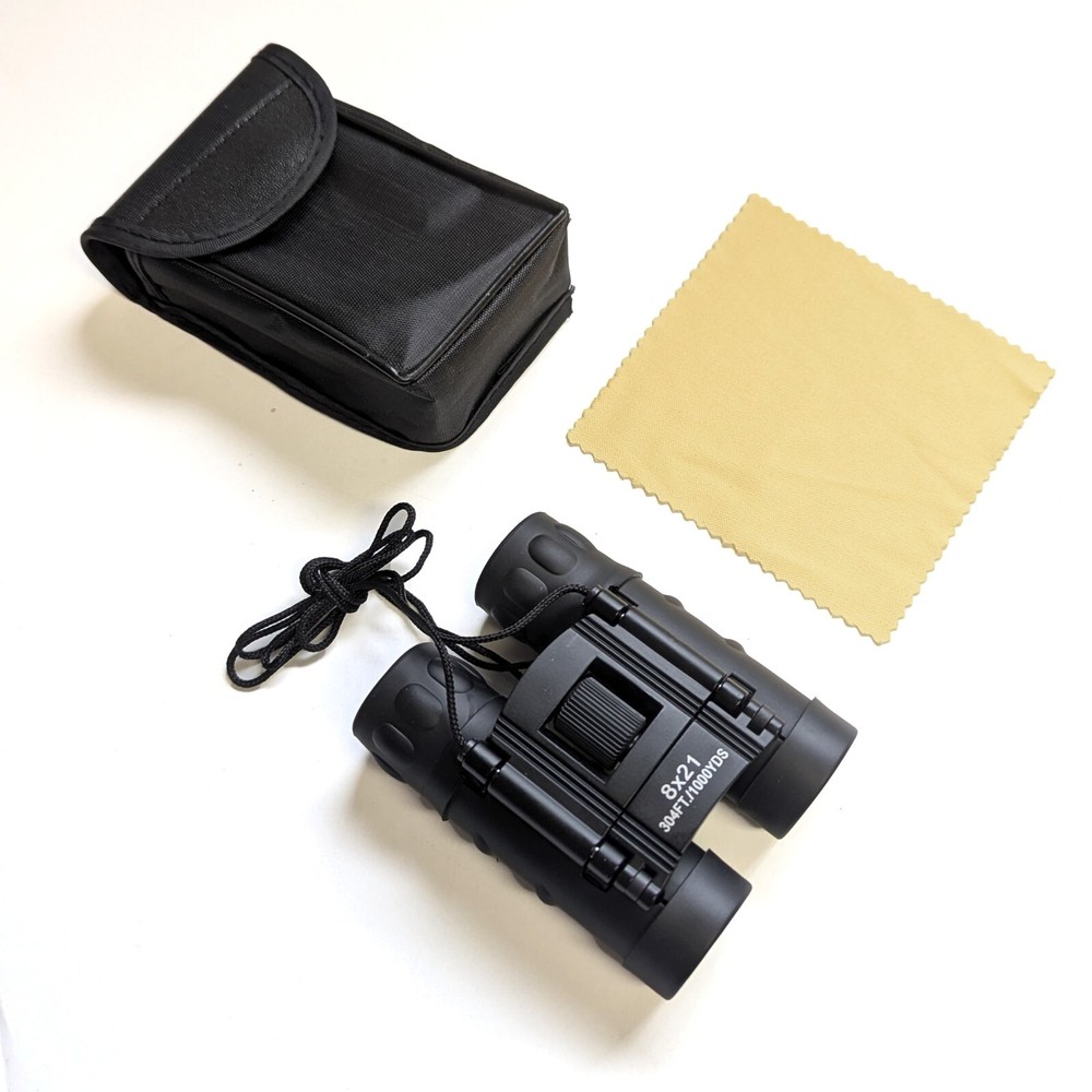 Compact 8x21 Black Binoculars – Foldable, Lightweight, All-Purpose Optics