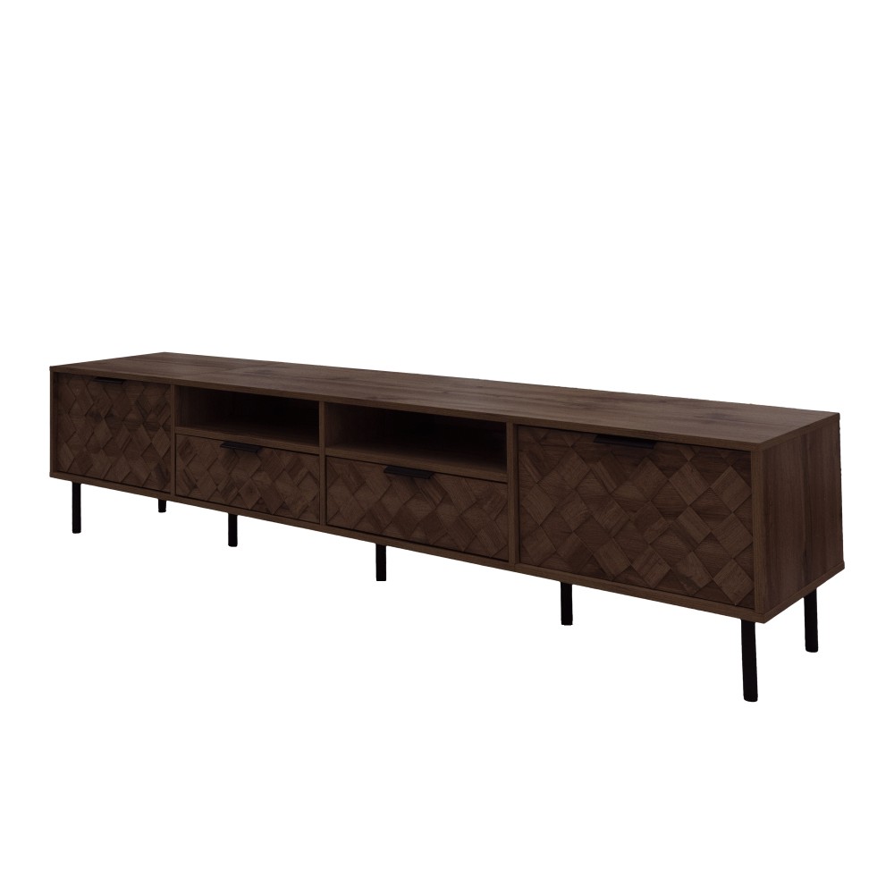 TV Stand with Storage Space Features Soft-Close Hinges Includes Table Legs