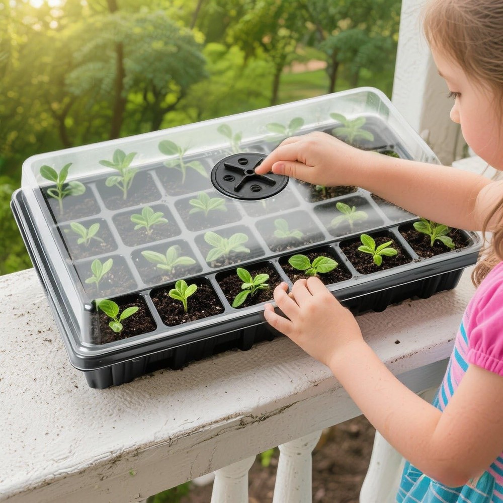 24XL Cell Seed Starter Tray with Dome-5 Pack 2'' Plug Seedling Trays(total 12...