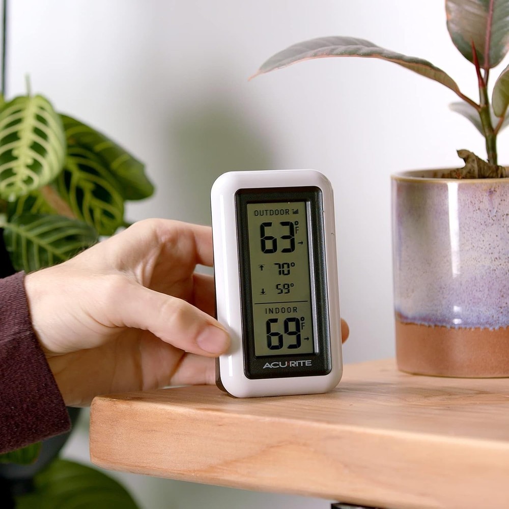 Digital Thermometer with Indoor Outdoor Temperature, White