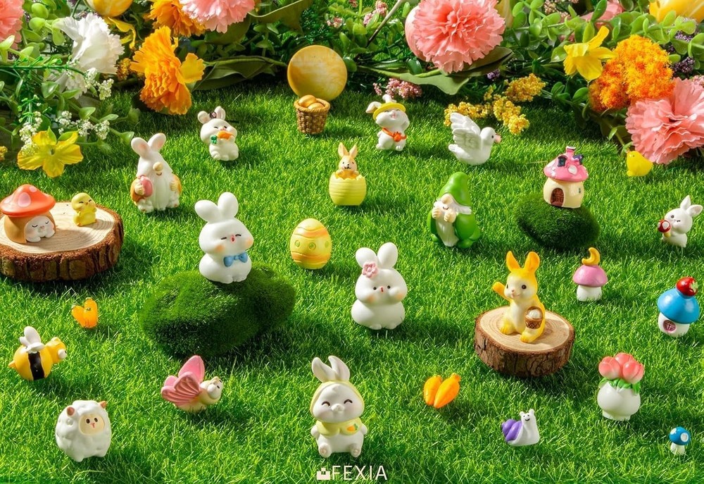 Delightful Easter Resin Figurines 30Pcs - Durable Miniatures for Festive Fun