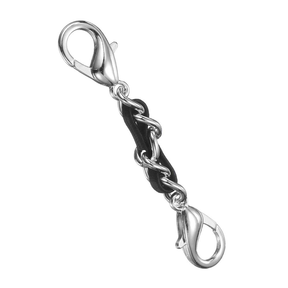 Bag Strap Shortener, 3 Inch Leather Bag Strap Extender, Silver/Black