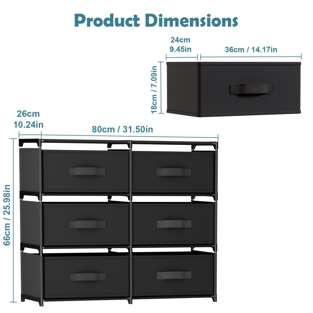 Non-Woven Fabric Multi-Functional Storage Cabinet, Double Row 6-Drawer